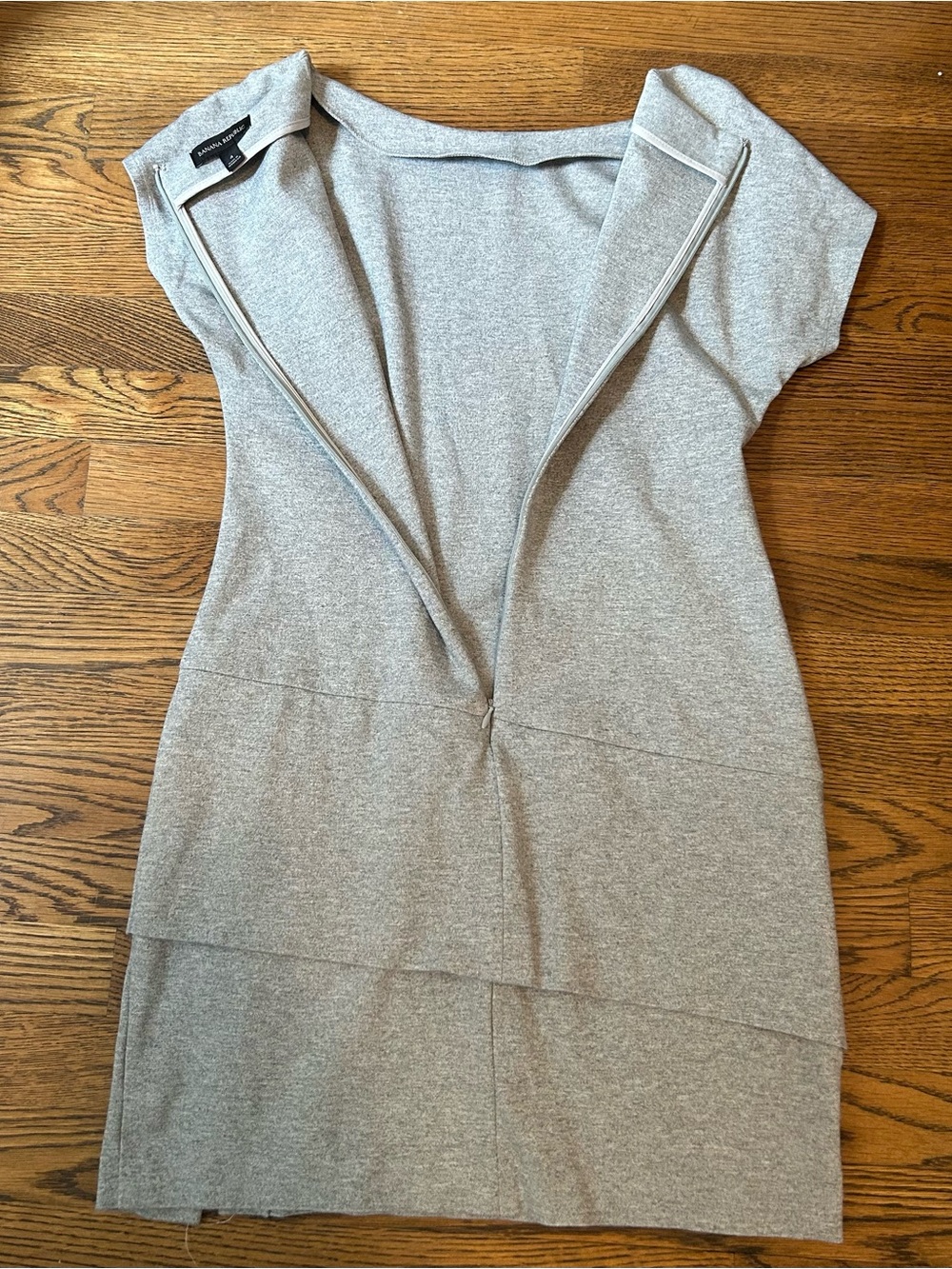 Banana Republic Light Heather Gray Asymmetrical Knit Mini Dress - Picture 9 of 11